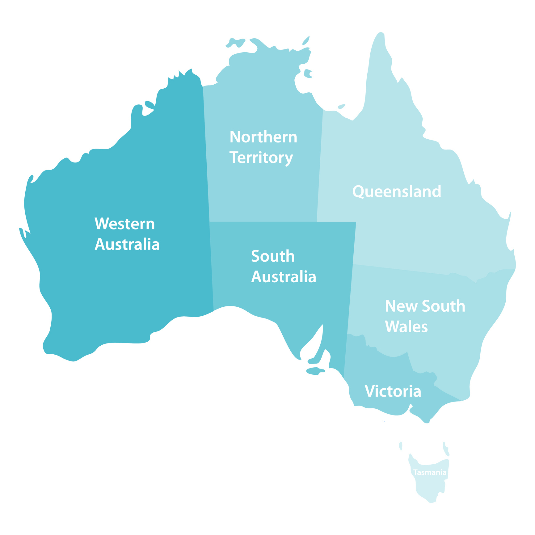 Australia map, Australia map icon in monochrome blue color. Vector, cartoon illustration. Vector.